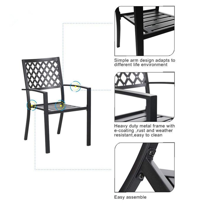 Charlton Home Dodgeville Wrought Iron Stacking Patio Dining Chair