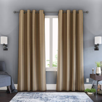 Alcott Hill Bargas Striped Room Darkening Grommet Curtain Panels