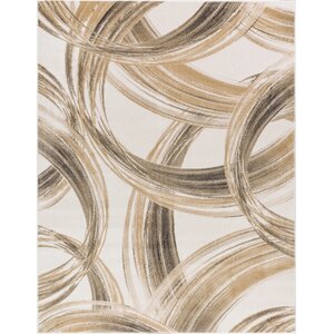 Devanna Modern Scrolls Ivory Area Rug