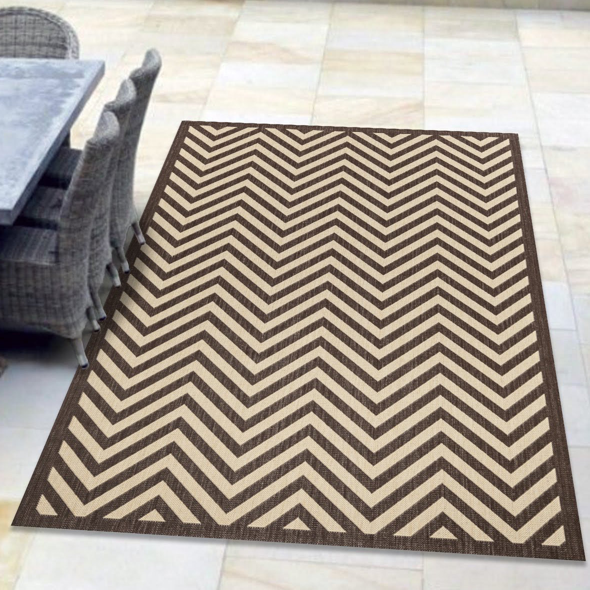 Latitude Run Akilah Chevron Brown Indoor Outdoor Area Rug Wayfair