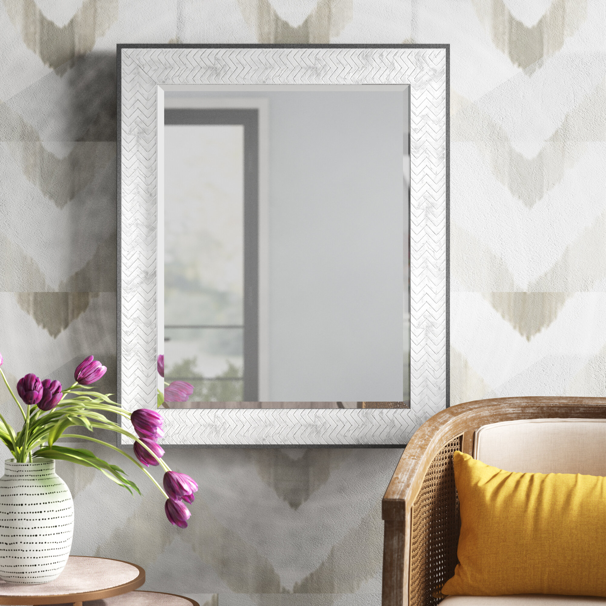 Sharon Modern Contemporary Beveled Chevron Bathroom Vanity Mirror Reviews Joss Main