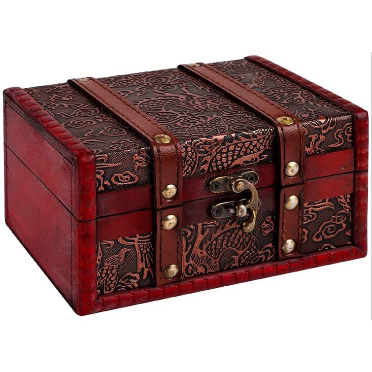 Wooden Decorative Box for Trinkets 5.6 Tarot Box Vintage Jewelry Box XJF Tresaure Box Tarot Card Box for Classroom Treasure Chest for Kids,Gifts and Home Decoration Wood Box 
