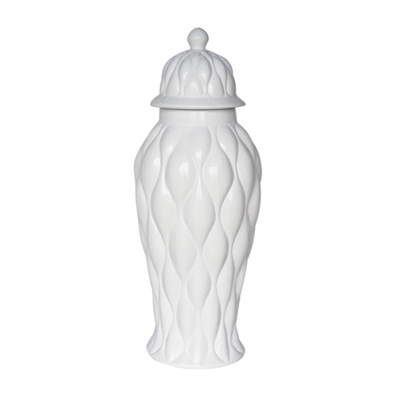 Benzara Nice Looking Quilt Texture Decorative Ceramic Storage Jar