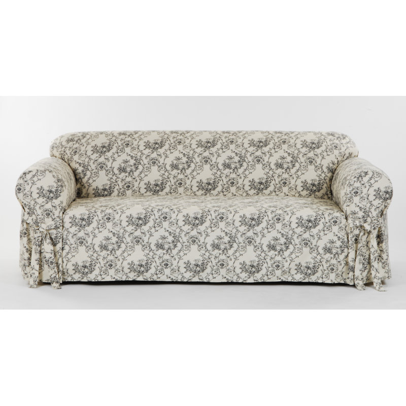 Ophelia Co Toile Print One Piece Box Cushion Sofa Slipcover
