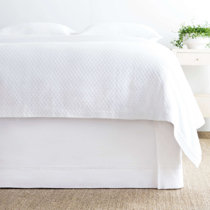 white linen bed skirt queen