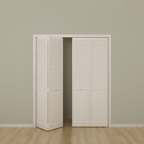 Frameport Louvered Manufactured Wood Primed Bi Fold Doors Wayfair