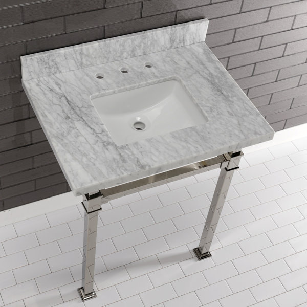 Kingston Brass Monarch Marble Rectangular Console Bathroom Sink With Overflow Wayfair