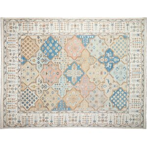 One-of-a-Kind Oushak Hand-Knotted Ivory/Blue Area Rug