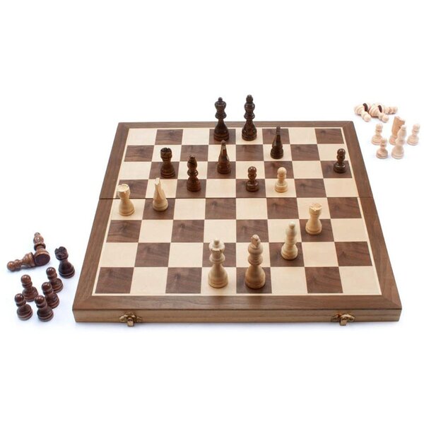 WOODEN FOLDABLE CHESS BOARD GAME "MARBLE" DESIGN 18" 