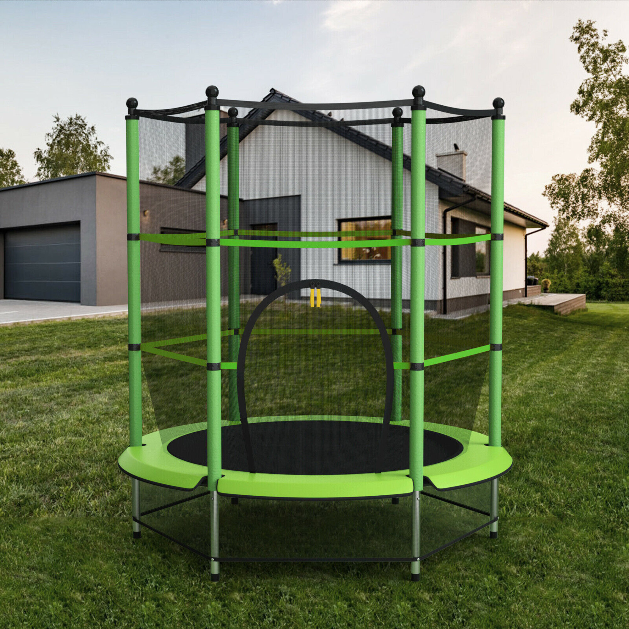 4.5FT Trampoline Set With Safety Net Enclosure Kids Indoor Outdoor Garden Toy