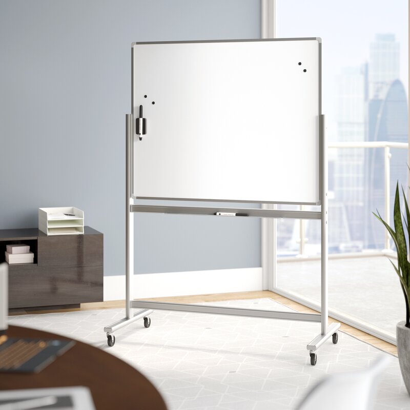 Whiteboards Bulletin Boards Mobile Whiteboards Global Industrial 153 Mobile Reversible Whiteboard With Silver Frame 72 Quot W X 48 Quot H B444999 Globalindustrial Com