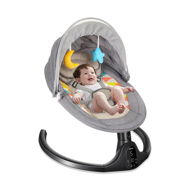Electric Baby Bassinet Swing with Remote Control 5M Music Player Sleeping Basket Bed Electric Auto-Swing Bed with Pillow+Mat for Babies 0-18 Months 
