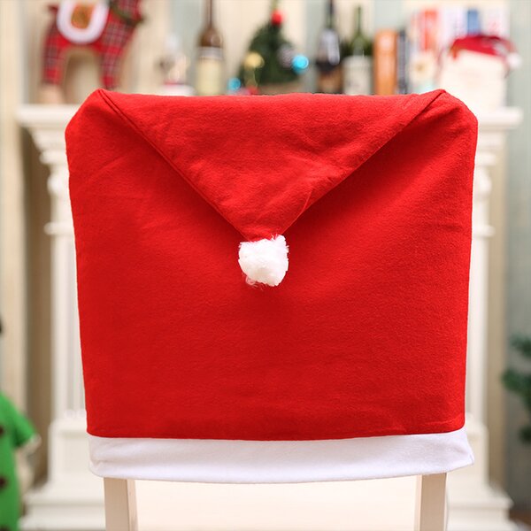 Christmas Chair Cover Santa Claus Red Hat Table Ornaments Dinner Chair USA 2020 