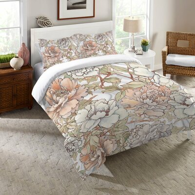 Hadley Pale Peonies Duvet Cover Brayden Studio Size King