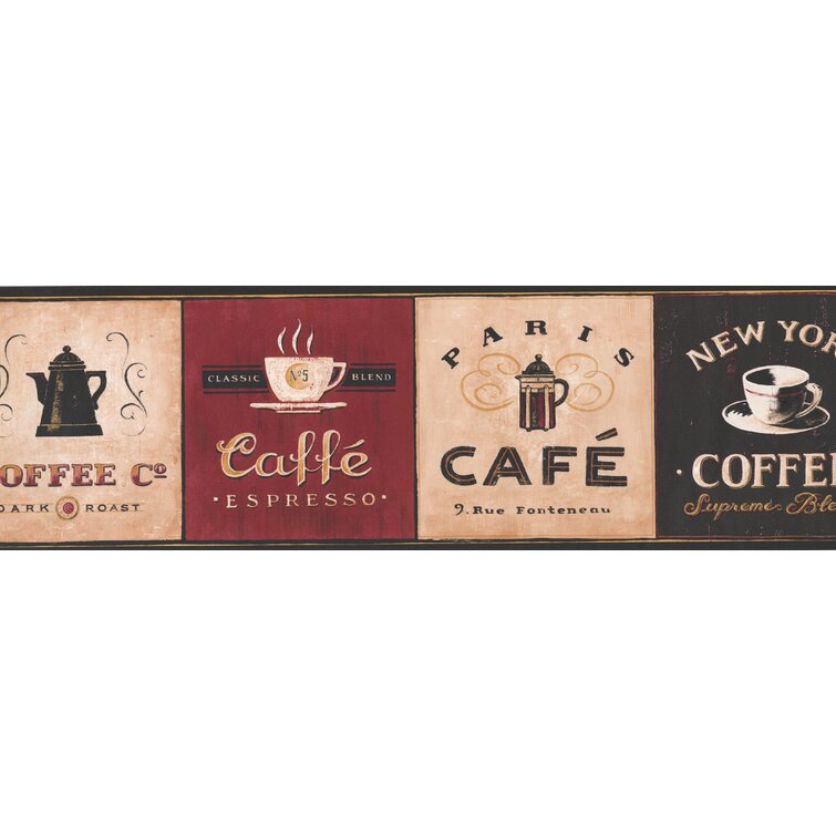 Winston Porter Ellett Vintage Design Coffee Places Kitchen 7 L X 180 W Food And Beverage Wallpaper Border Reviews Wayfair