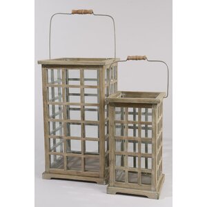 Tea Garden 2 Piece Wood Lantern Set