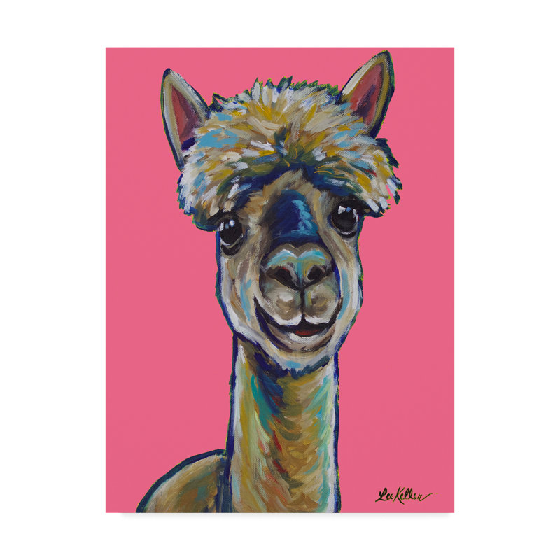 Bungalow Rose Alpaca Jose Pink Acrylic Painting Print On Wrapped