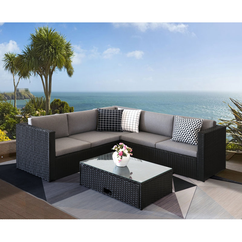 soria outdoor 6 piece rattan sectional