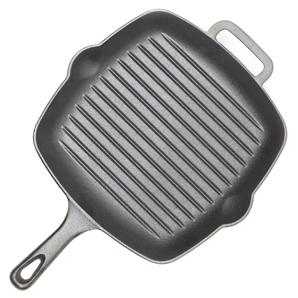 2 Scrapers. 12 Inch Pre Seasoned Cast Iron Skillet Classic Frying Pan with Assist Handle Includes Two Silicone Handle Grip,One Mat 