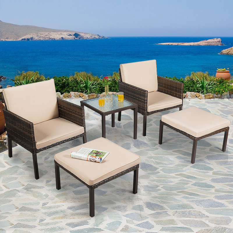 Ebern Designs Wubin Patio Garden Furniture 5 Piece Rattan Seating