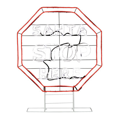 44" LED Light Strip "Santa Stop Here" Sign