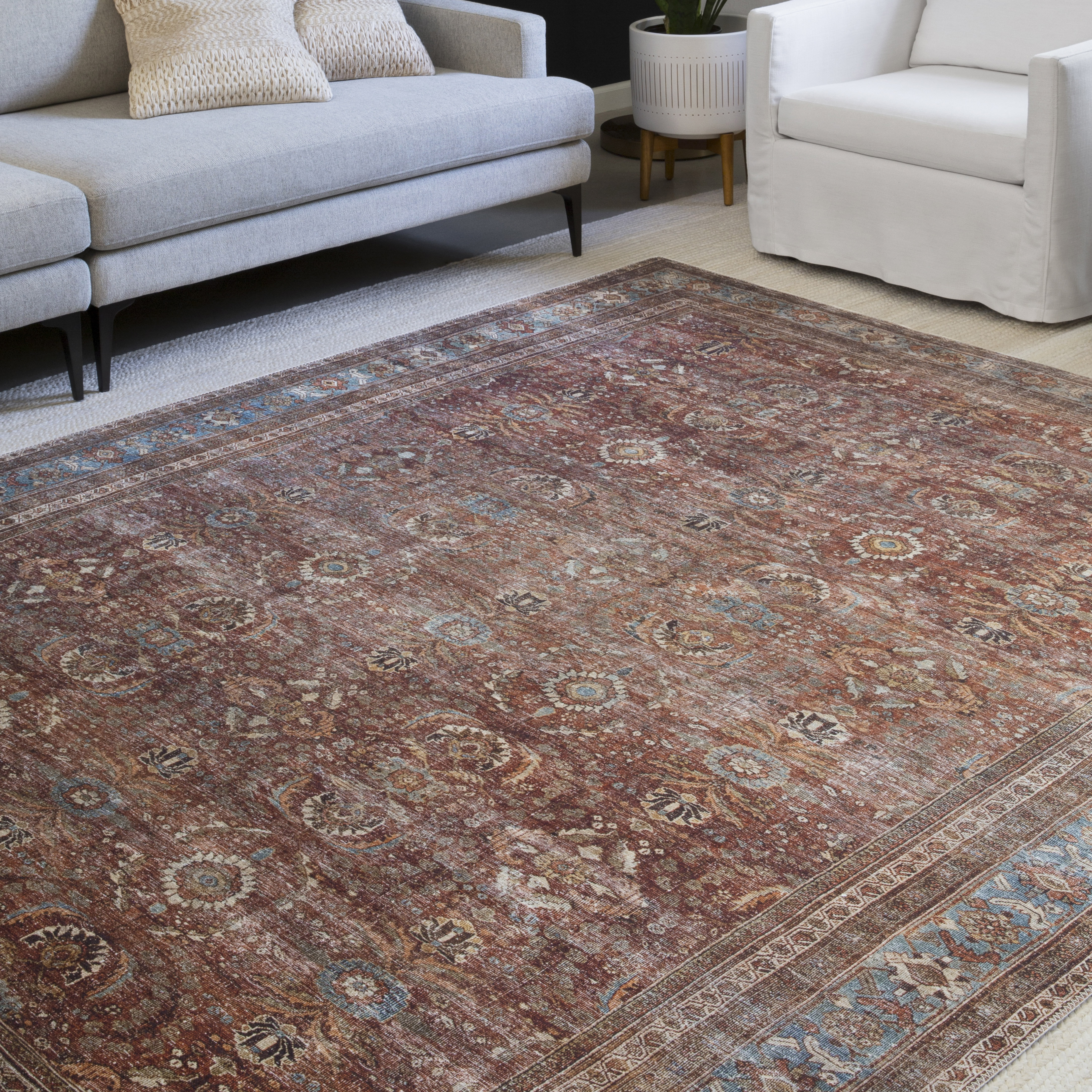 World Menagerie Gertrudes Brick Blue Area Rug Reviews Wayfair Ca