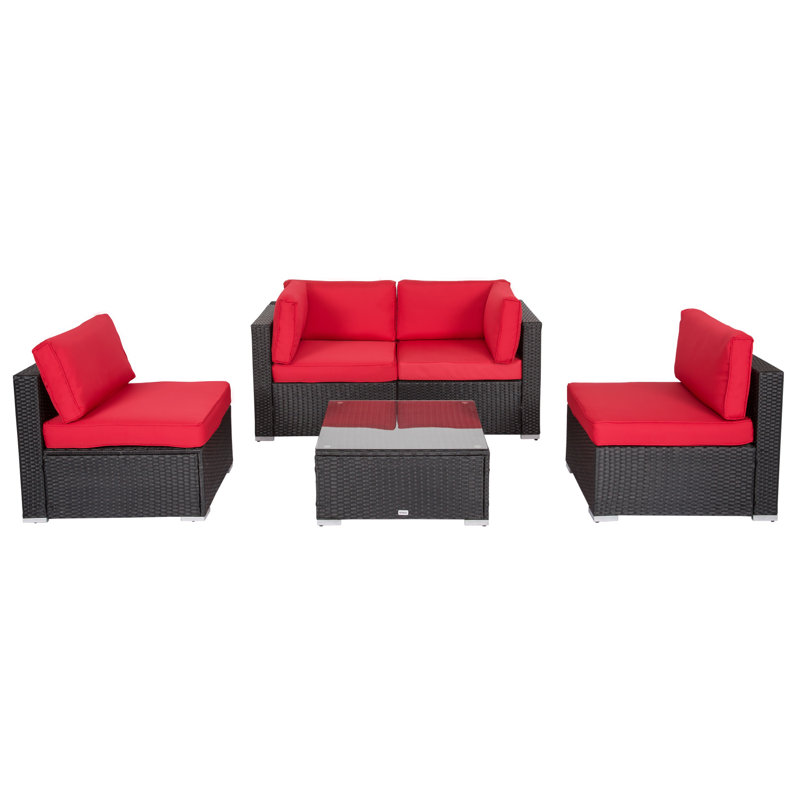Kinbor Outdoor 5 Piece Rattan Multiple Chairs Seating Group With Cushions Wayfair