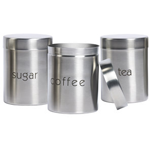Stainless Steel 3 Piece Coffee, Tea, & Sugar Set