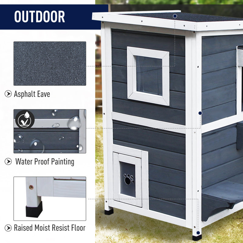 Tucker Murphy Pet Maja 2 Floor Outdoor Cat House Wayfair