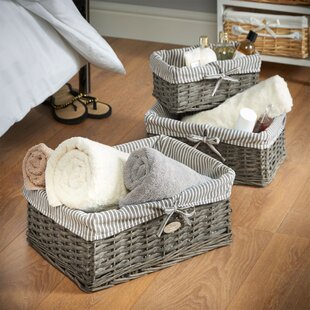 Washable Lining clothes toys Storage Solutions Grey White & Natural bedding In bedrooms bathrooms and kitchens TIDY UP YOUR HOME shoes Large Range of Wicker baskets Grey, 32 ltr 