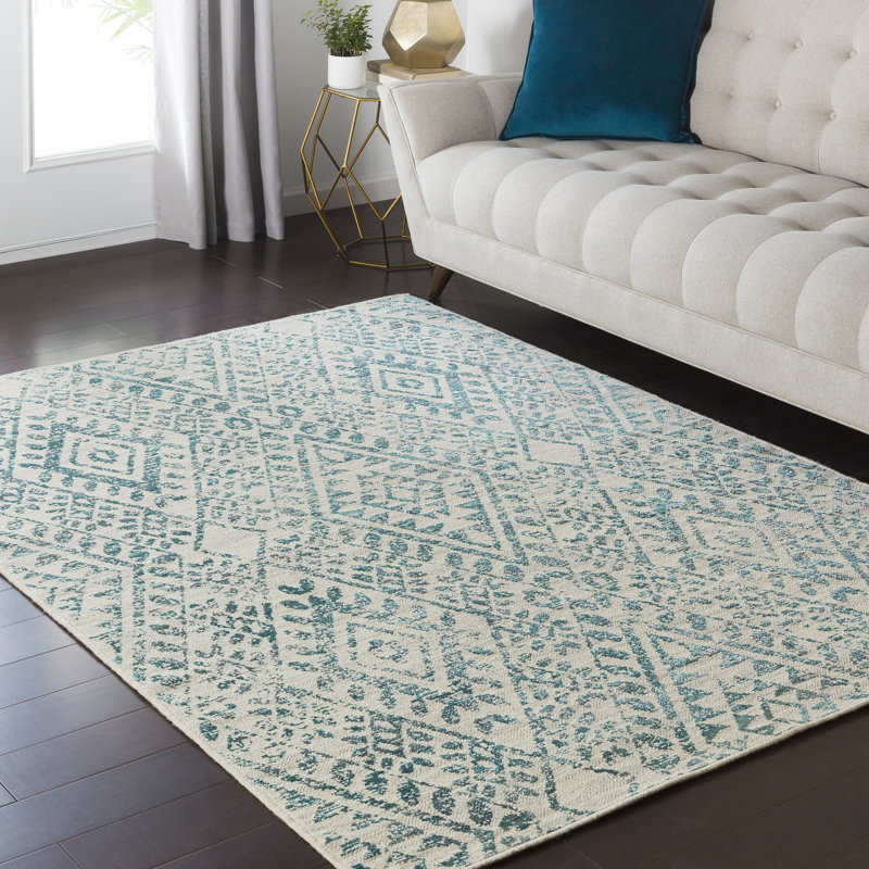 Bungalow Rose Puran Teal Cream Area Rug Reviews Wayfair Puran Teal Cream Area Rug