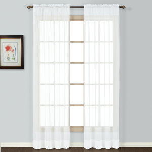 Giselle Solid Sheer Rod Pocket Single Curtain Panel