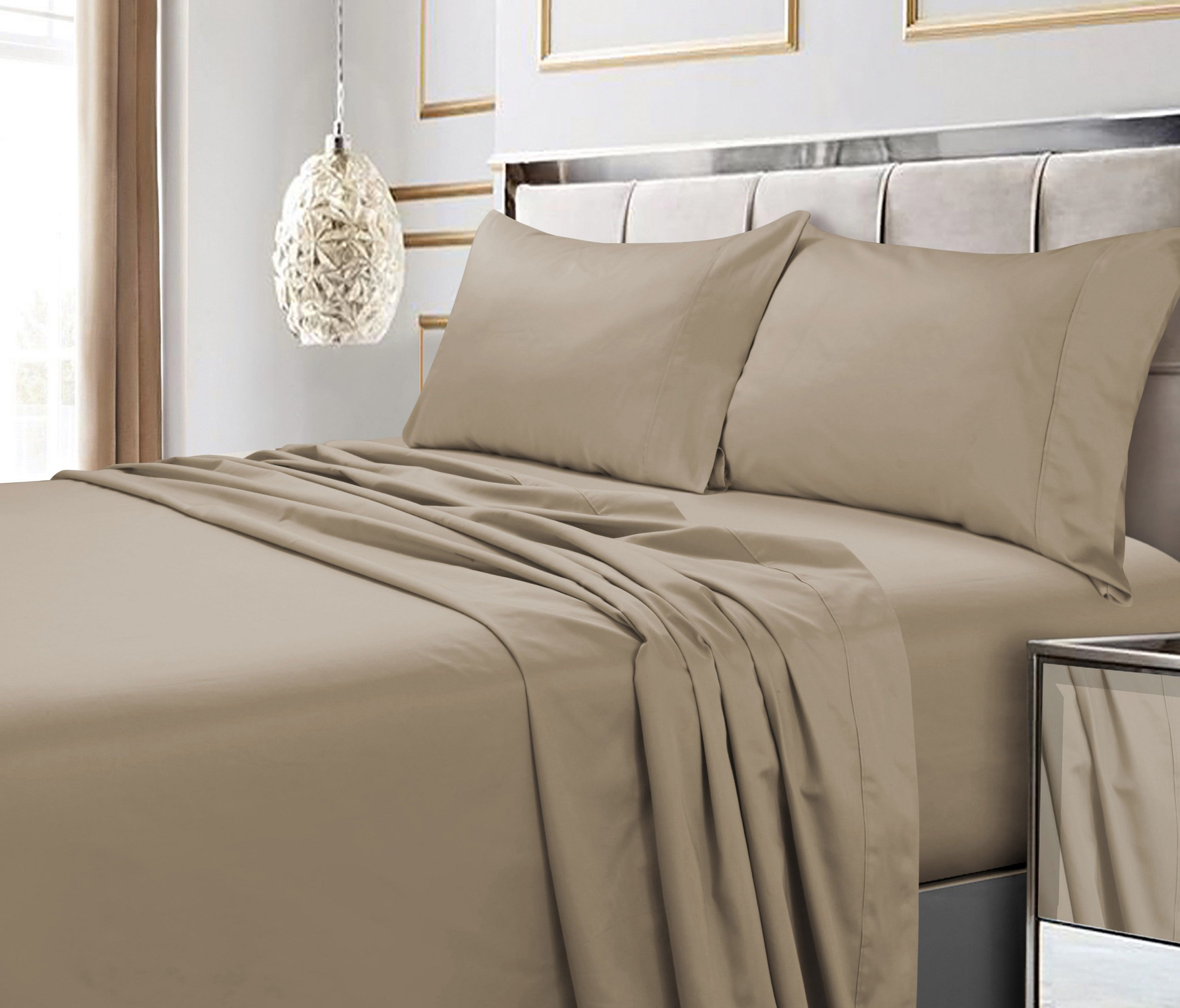 Details about   100%Egyptian Cotton Bed Sheet Set 800Tc Queen/King Size Light Grey solid 15"-18" 