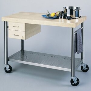 Cucina Americana Prep Table with Wood Top