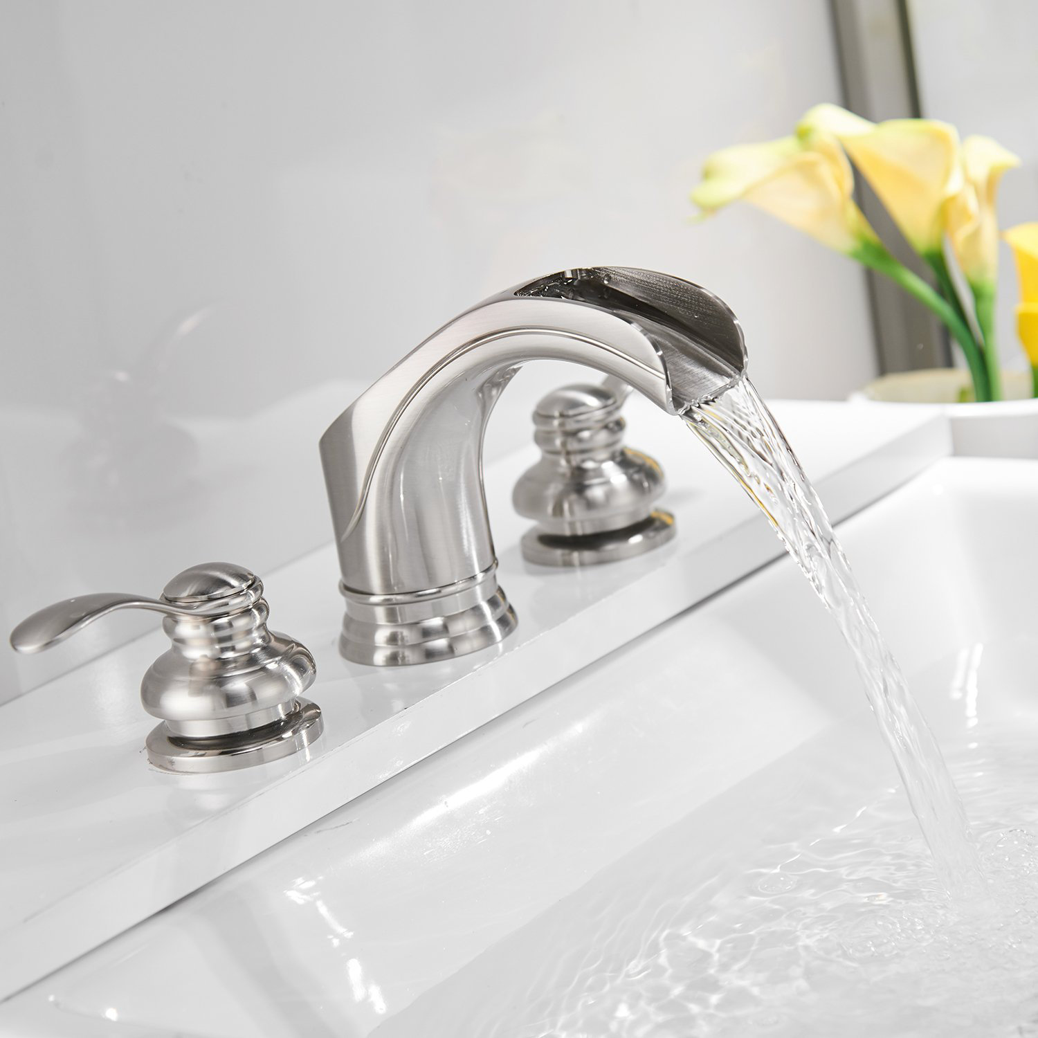 Vibrantbath Waterfall Commercial 3 Holes Two Handle Widespread