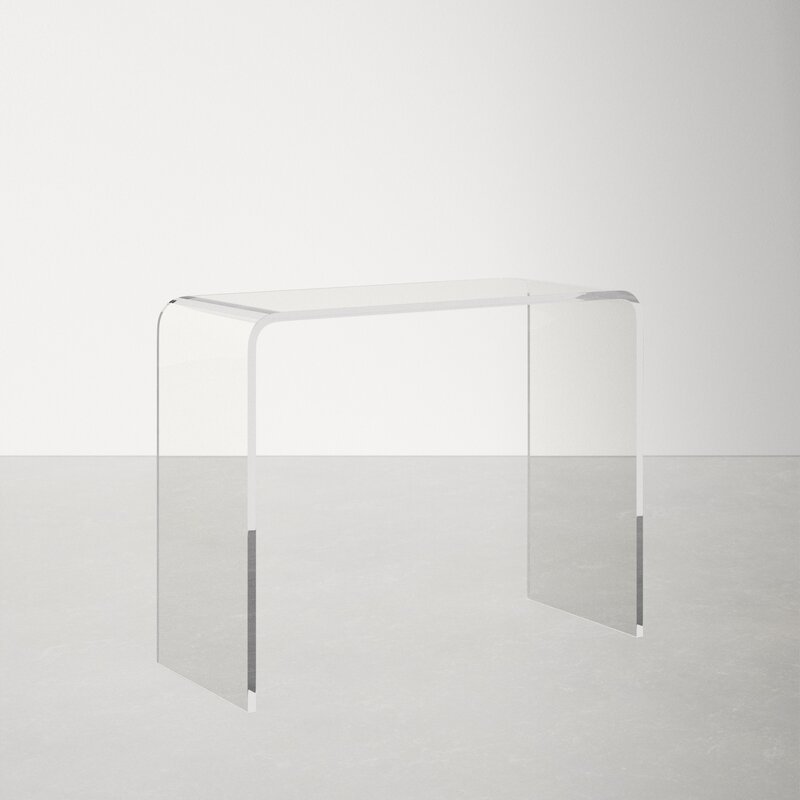 modern glass waterall fall edge console table