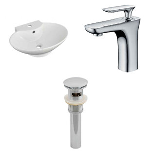 Ceramic 23 Bathroom Sink with Faucet and Overflow