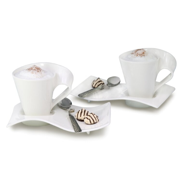 Saucers and Breakfast Plates Villeroy & Boch 10-2525-9014 New Wave Coffee Set 12-parts 4 Coffee Cups