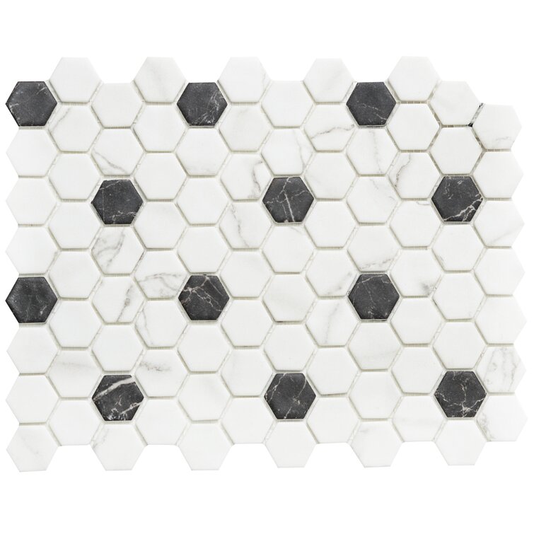 Eterna Hex Recycled 1" x 1" Glass Shiny Mosaic Wall & Floor Tile