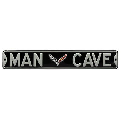 Car Brand Wall D&Atilde;cor AuthenticStreetSigns Car Brand Man Cave C7 CorvetteBlack