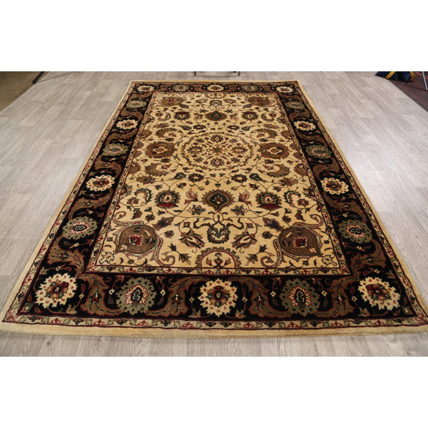 Rugsource Oriental Handmade Tufted Wool Ivory Black Area Rug