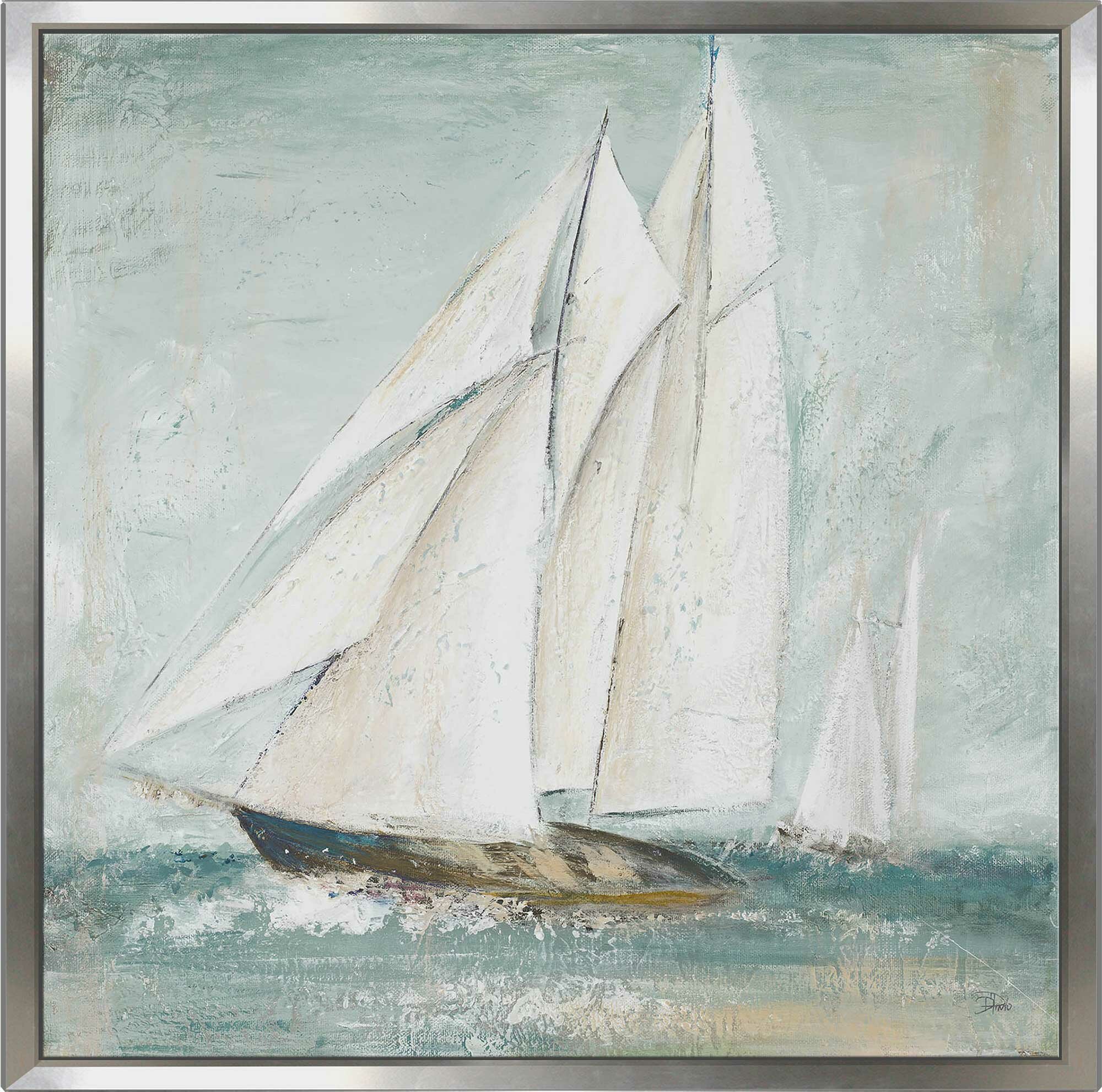 Highland Dunes Cape Cod Sailboat Framed Acrylic Painting Print On Canvas Wayfair