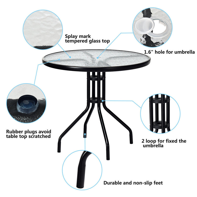 glass top patio table with umbrella hole