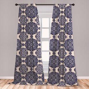 navy patterned curtains