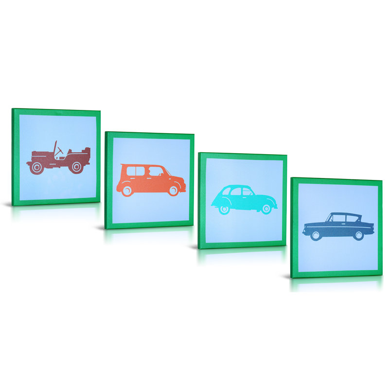 Green Frog Vintage Cars Gallery Wrapped Canvas Art Set Of 4 Wayfair