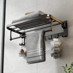 Luxury Towel Rack Holder Self-Adhesive Wall Mount Shelf Bathroom Kitchen Holder 