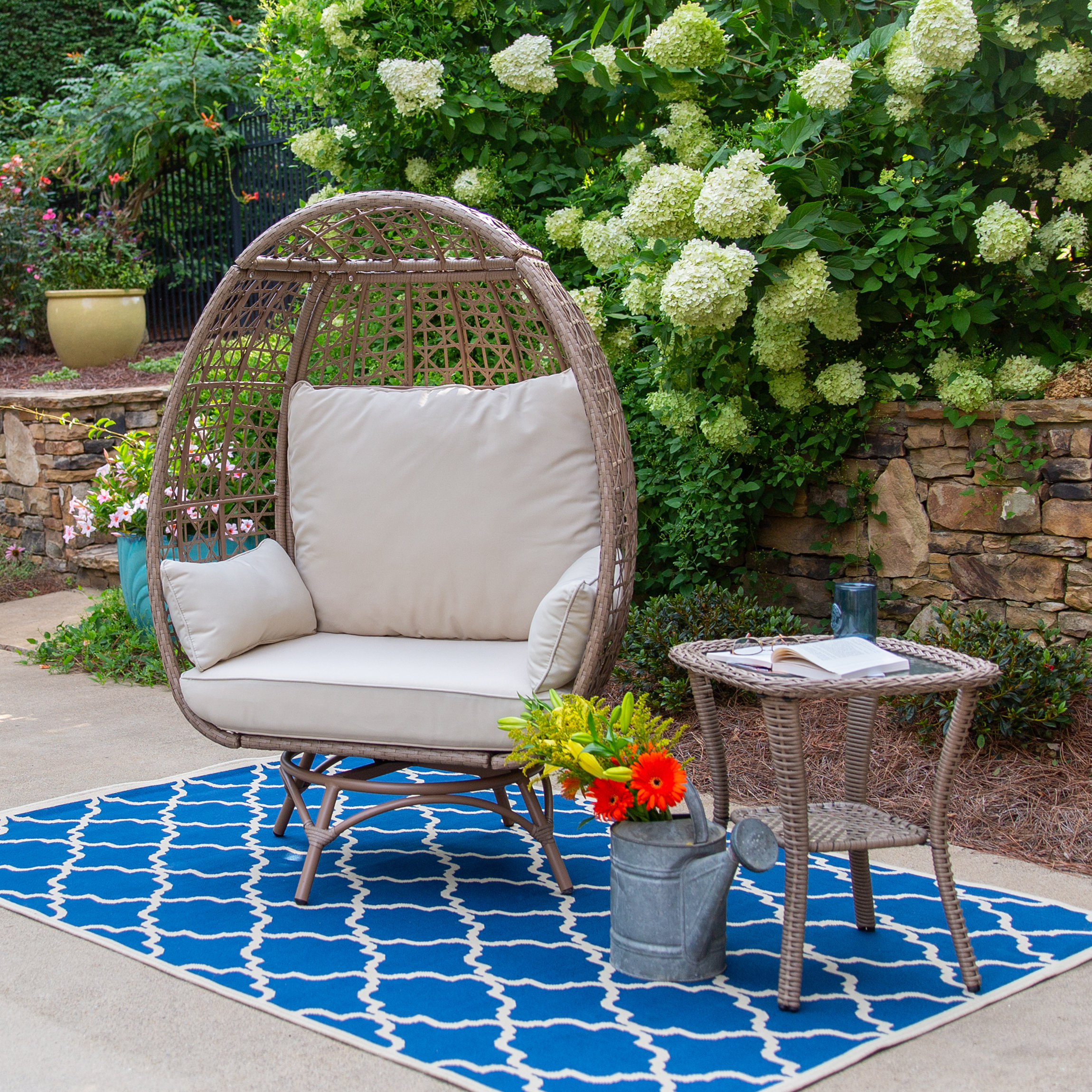 Tortuga Outdoor Rio Vista Outdoor Swivel Egg Chair with Side Table and