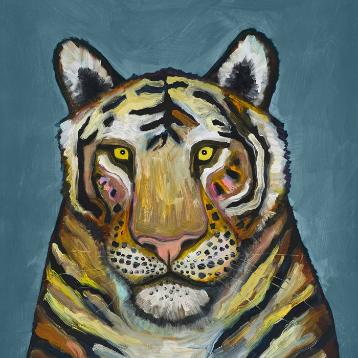 World Menagerie Tiger on Cerulean by Eli Halpin - Wrapped Canvas Print | Wayfair