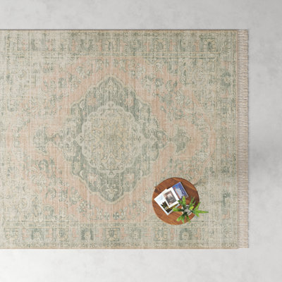 Wensley Oriental Handwoven Green/Beige Area Rug