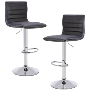 Reding Adjustable Height Swivel Bar Stool (Set of 2) by Orren Ellis